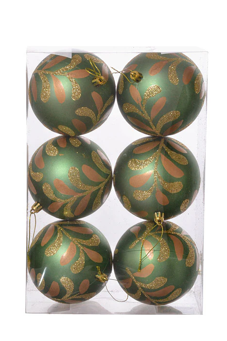 100Mm Matte/Glitter Ball Ornament (Moss Green) Pkg/6 - Image 2