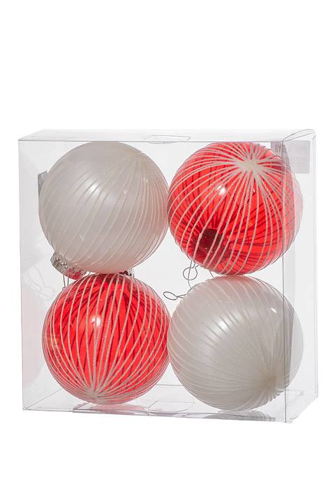 100mm Pet Ball Cats Eye White & Clear Red  W/white Glitter Bx/4