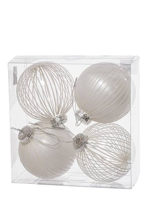 100mm Pet Ball Cats Eye White & Clear W/white Glitter Bk/4