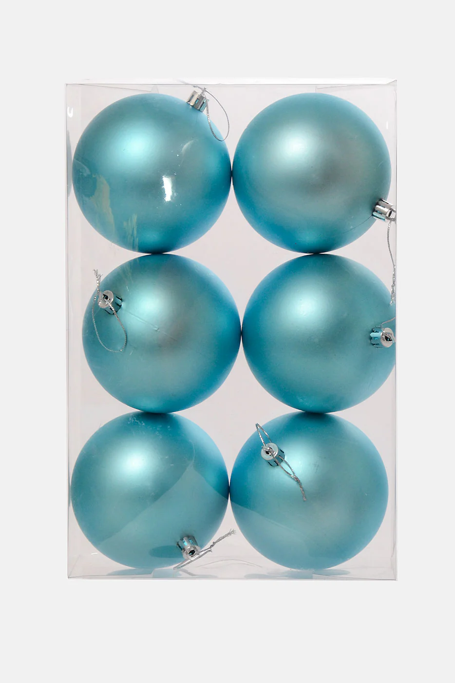 100Mm Plastic Ball Matt Ornament Box-6  Light Blue - Image 2