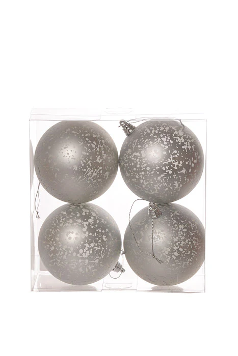 100Mm Plastic Matte Ball Ornament Mercury (Silver) Pkg/4 - Image 2