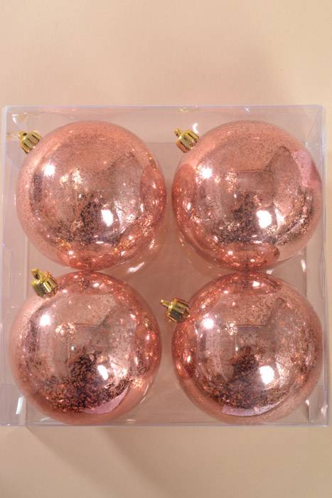 100mm Plastic Mercury Ball Ornament Light Coral Pkg/4 - Image 2