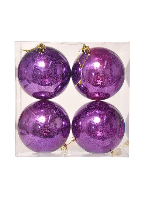 100mm Plastic Mercury Ball Ornament Plum Pkg/4 - Image 2