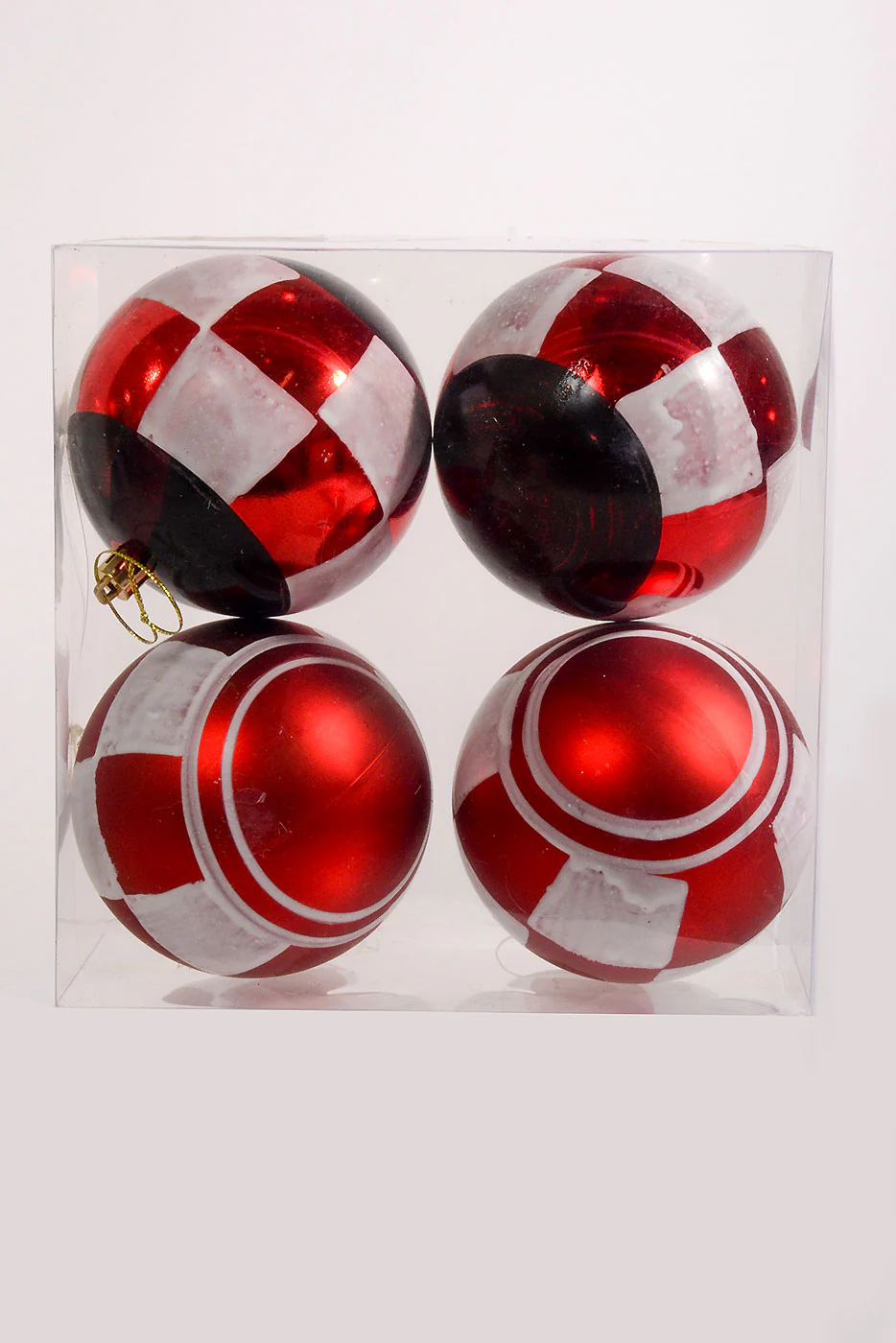 100Mm Plastic Shiny Matt Ball Ornament Red/White/Black  Box-4 - Image 4