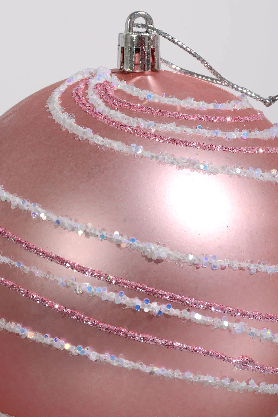 100Mm Plastic Shiny Matt W/Glitter Ornament Pink Box-4 - Image 2