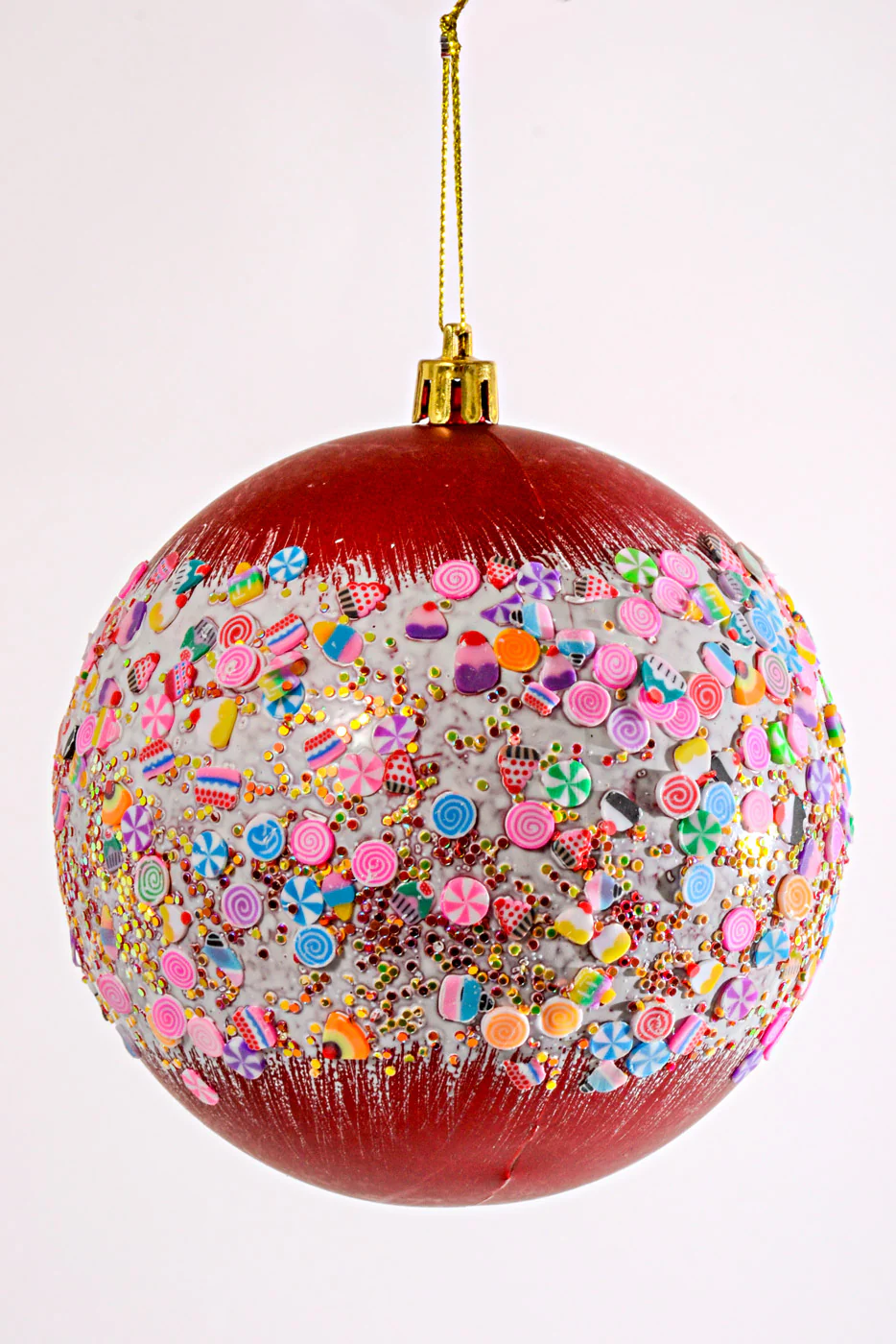 100MM Plastic Shiny/Matte Ball with Candy Ornament Red Box/4 - Image 2