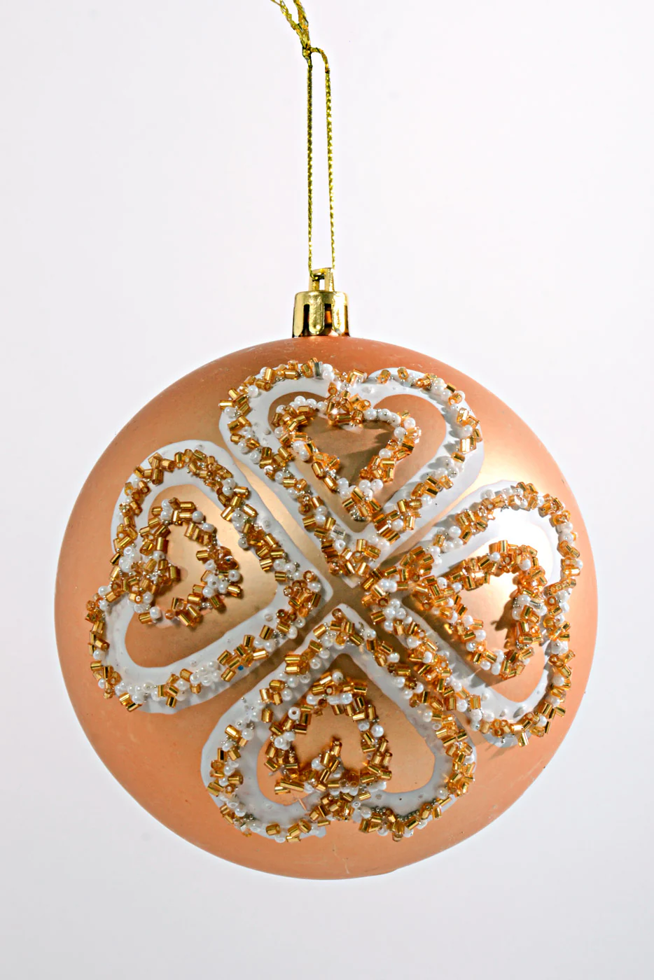 100MM Plastic Shiny/Matte Ball with Sequin Ornament Gold/White Box/4 - Image 2