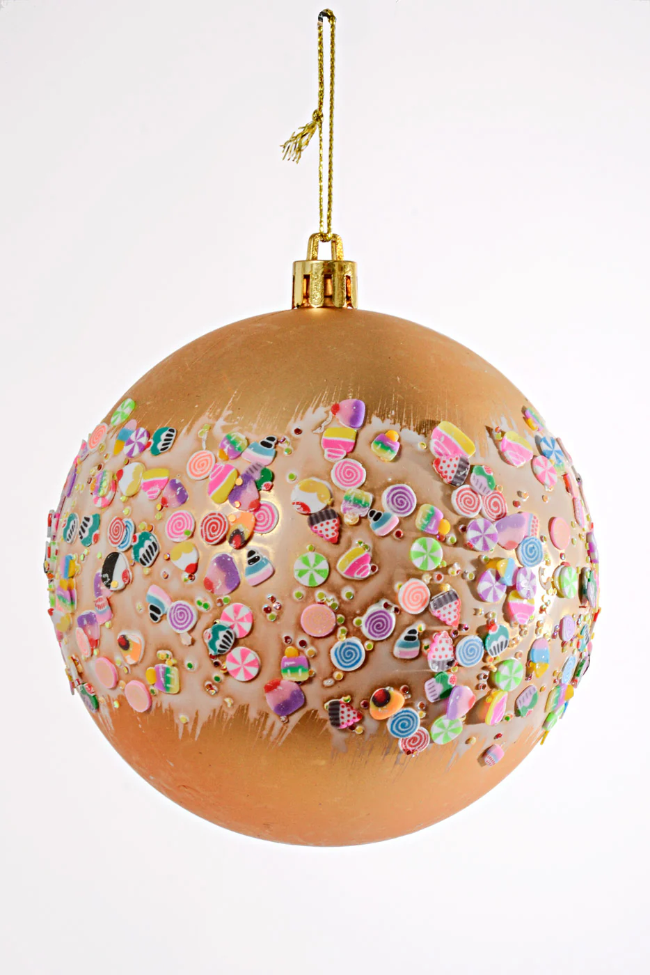 100MM Shiny/Matte Ball with Candy Ornament Gold Box/4