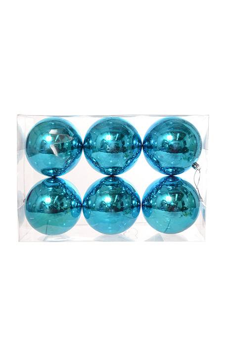 100mm Shiny Plastic Ball Turquoise Box/6 - Image 3