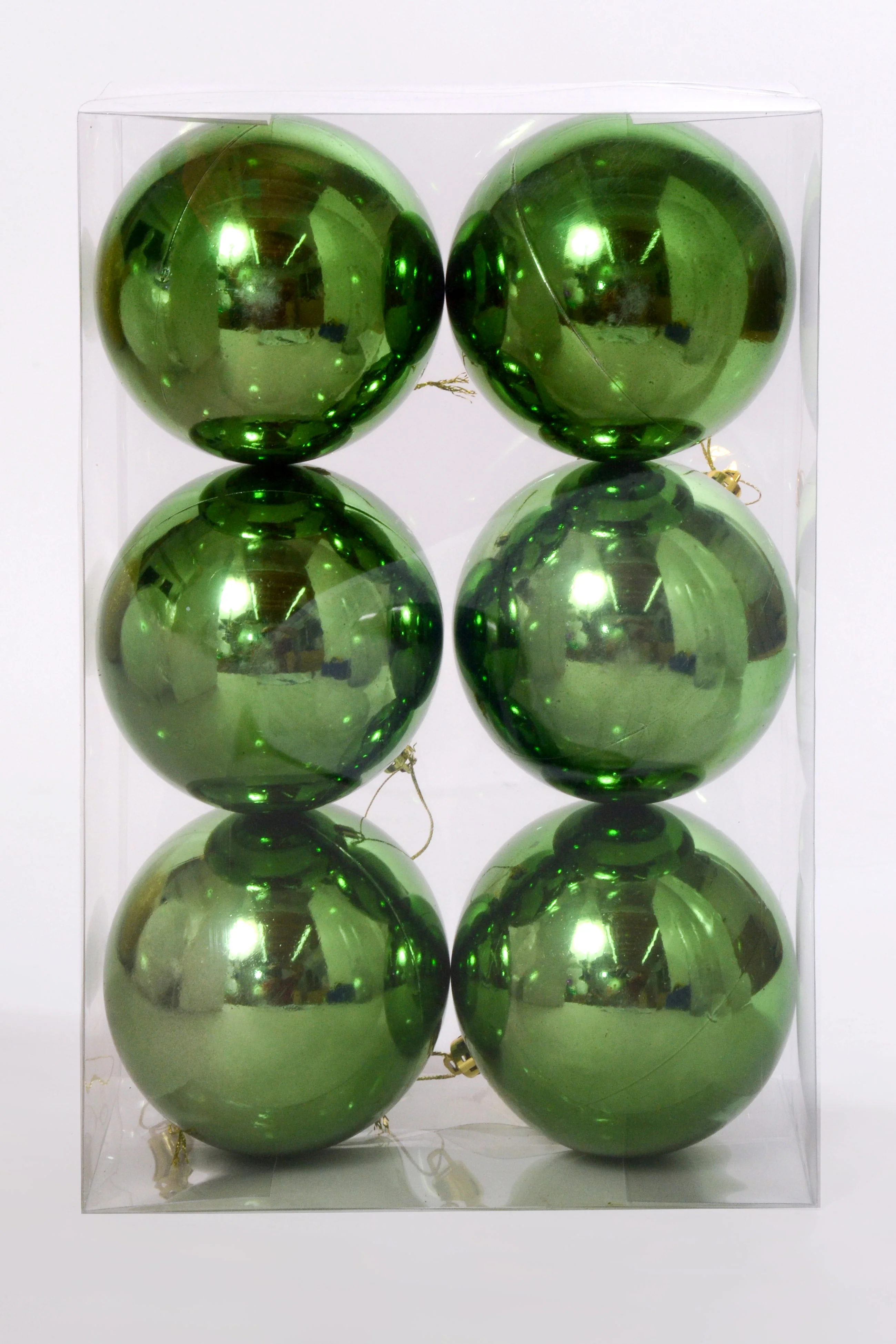 100MM Shiny Plastic Ornament Ball Bx/6 Sage - Image 2