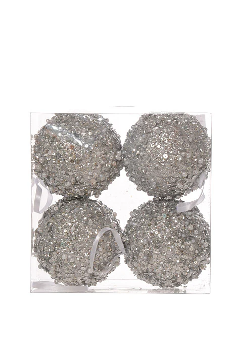 100Mm Styrofoam Ball Ornament (Silver) Pkg/4 - Image 2