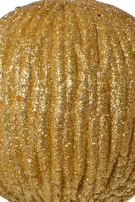 100Mm Styrofoam Ball Ornament W/Glitter (Gold) - Image 2