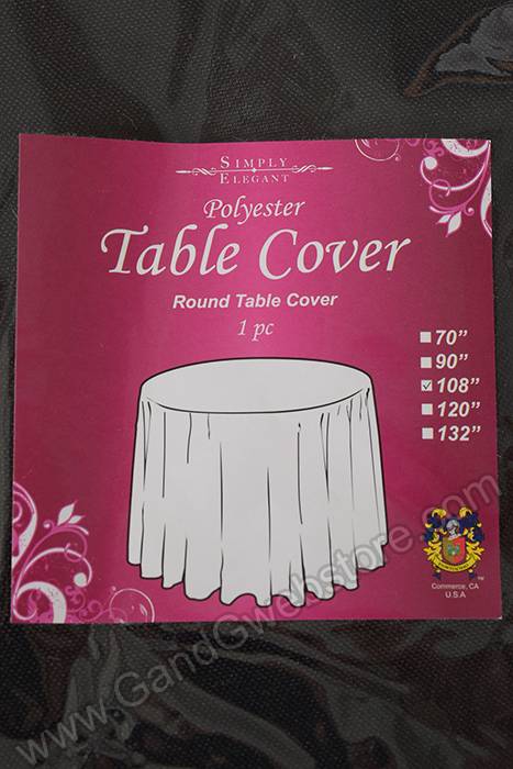 108" Round Polyester Table Cover Black - Image 2