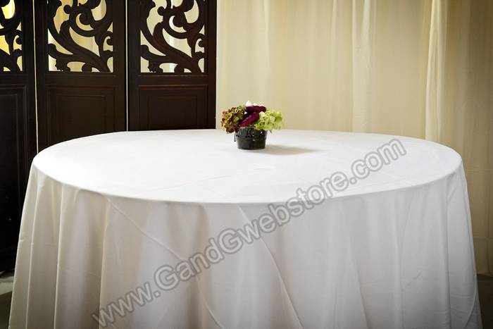 108" Round Polyester Table Cover White - Image 2