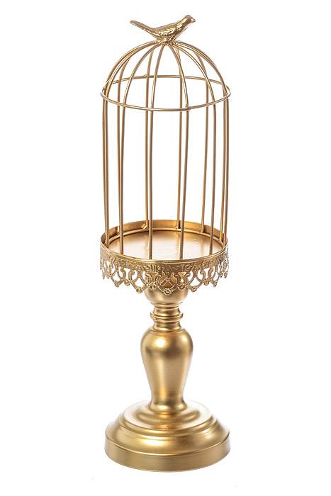 11"/ 15" / 16.5" Metal Candle Stand W/bird Cage Gold - Image 2
