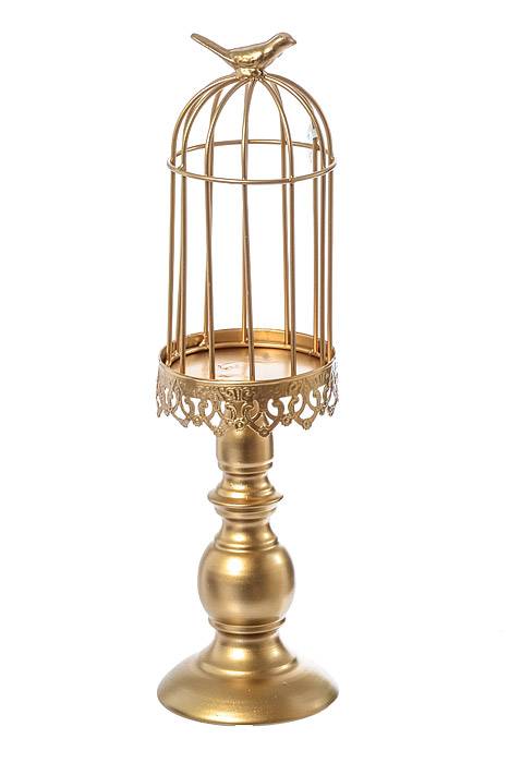 11"/ 15" / 16.5" Metal Candle Stand W/bird Cage Gold - Image 3