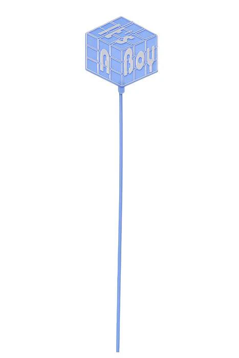 11.5" It's A Boy Block Stick Blue Pkg/24