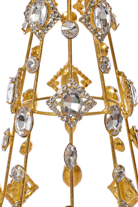 11.5" Jeweled Cone Topiary Gold Clear - Image 2