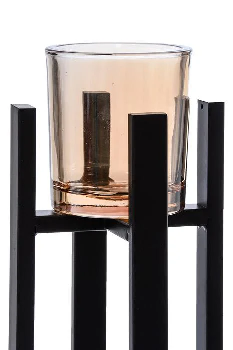 11.5" Metal Candle Holder W/glass - Image 2