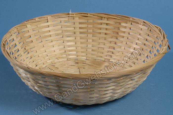 11.5" Round Natural Bamboo Bread Basket Tan Pkg/6 - Image 2