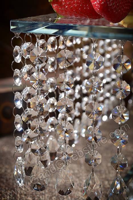11.75" X 7.5" Squared Glass Cake Stand W/acrylic Beads Clear - Image 2