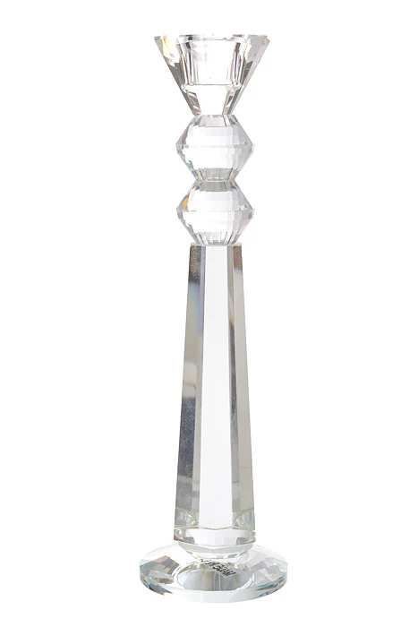 11" Crystal Single Candle Holder Clear