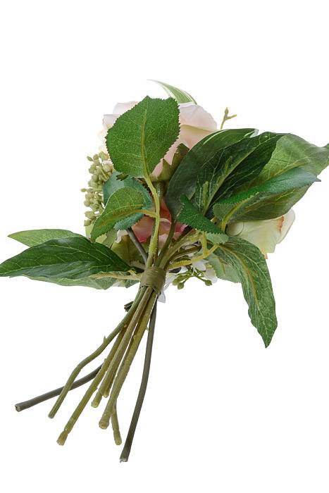 11" Peony/rose/lilac Bouquet Peach/green - Image 3
