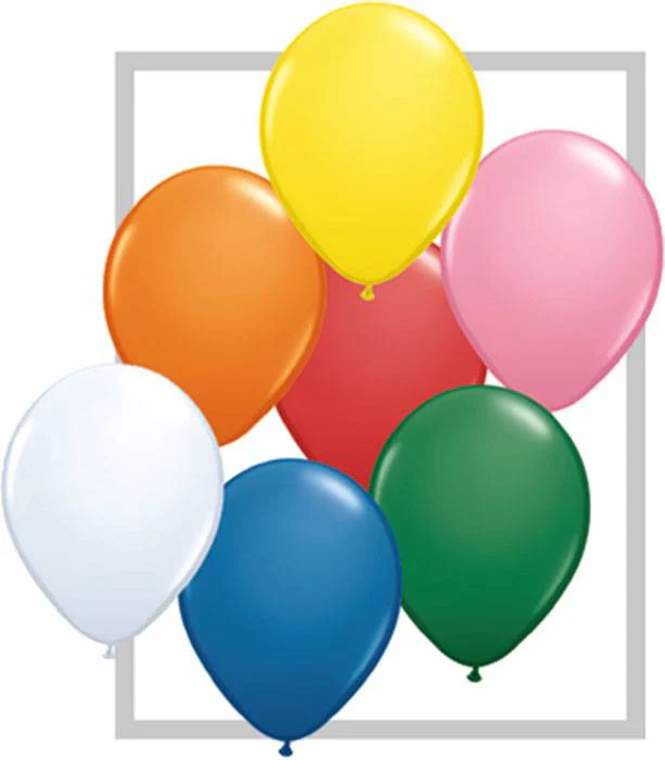 11" Round Standard Latex Balloon Assorted W/white Pkg/100