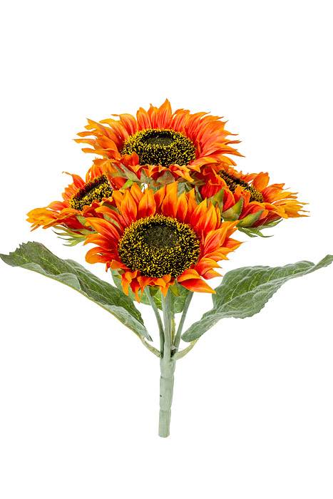 11" Silk Sunflower Bush Orange x 4