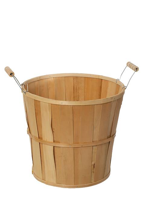 11" X 11"  Rnd Spwd Bushel W/wire Hdl Beige
