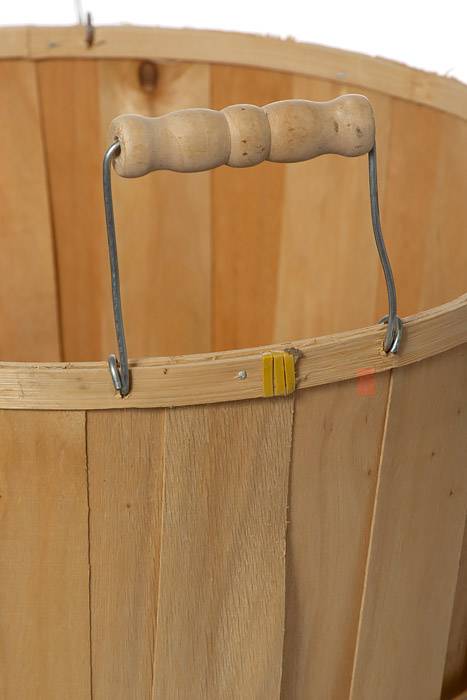 11" X 11"  Rnd Spwd Bushel W/wire Hdl Beige - Image 2