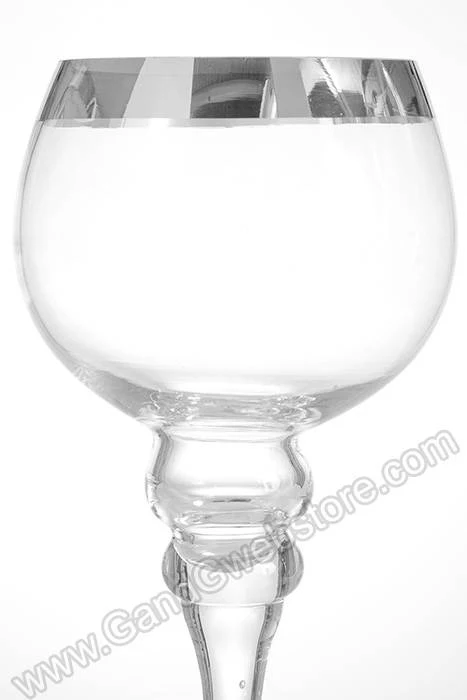 12"/14"/16" Glass Candle Holder Clear/silver Set/3 - Image 2