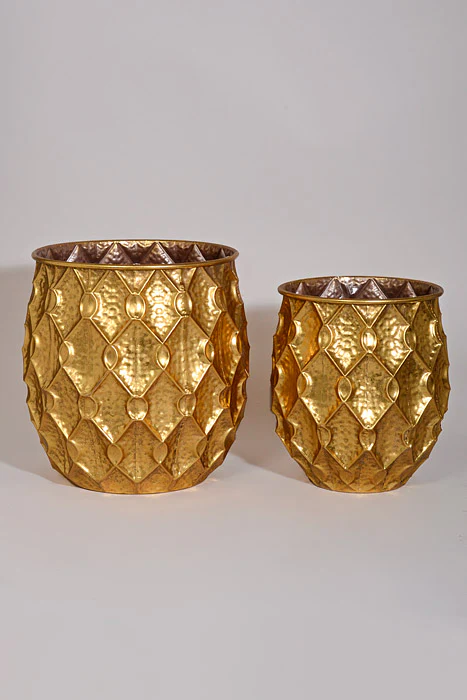 12"/14.5" Metal Vase Gold Set/2