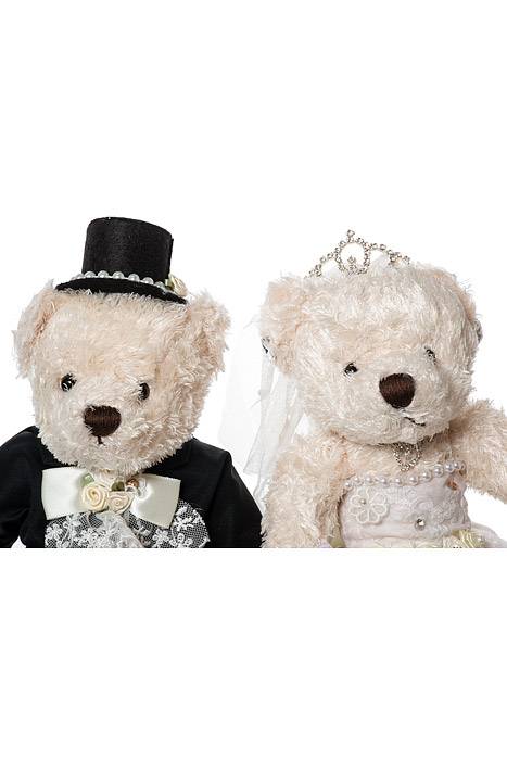 12.5" Couple Teddy Bear Ivry/blk - Image 2