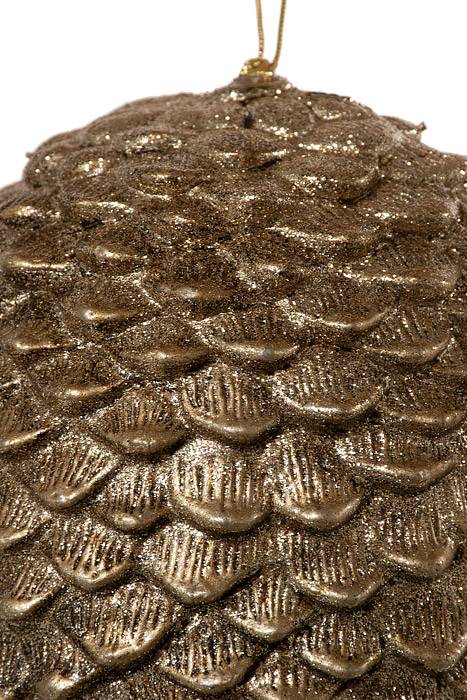 12.5" Glitter Sequia Pine Cone Ornament Champagne - Image 2