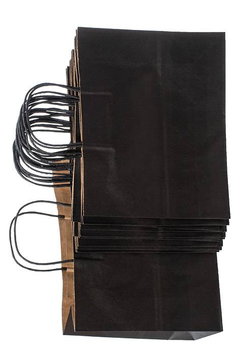 12.5" X 4.25" X 9.75" Kraft Shopping Bag Black Pkg/12 - Image 2