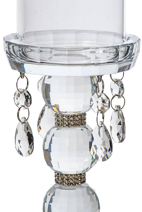 12.75" Candle Holder W/rhinestone/beads Clear - Image 2