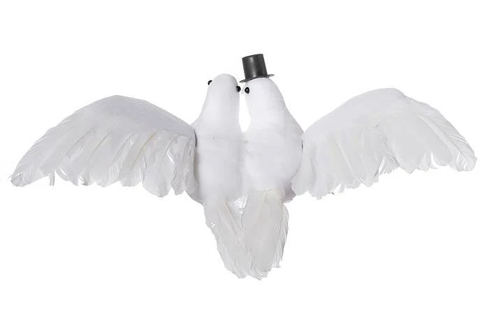 12" Feather Wedding Dove-couple White - Image 3