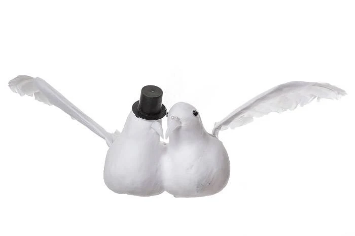 12" Feather Wedding Dove-couple White - Image 4