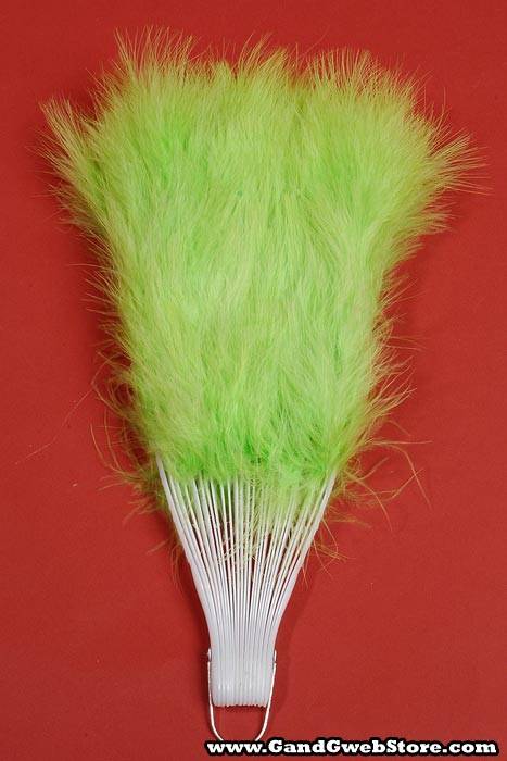 12" Folding Fan W/feather Apple Green - Image 2