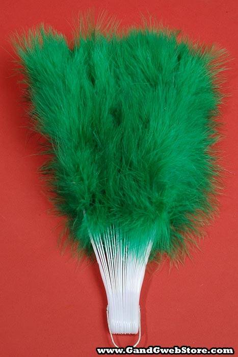 12" Folding Fan W/feather Green - Image 2