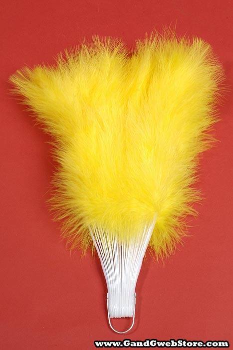 12" Folding Fan W/feather Yellow - Image 2