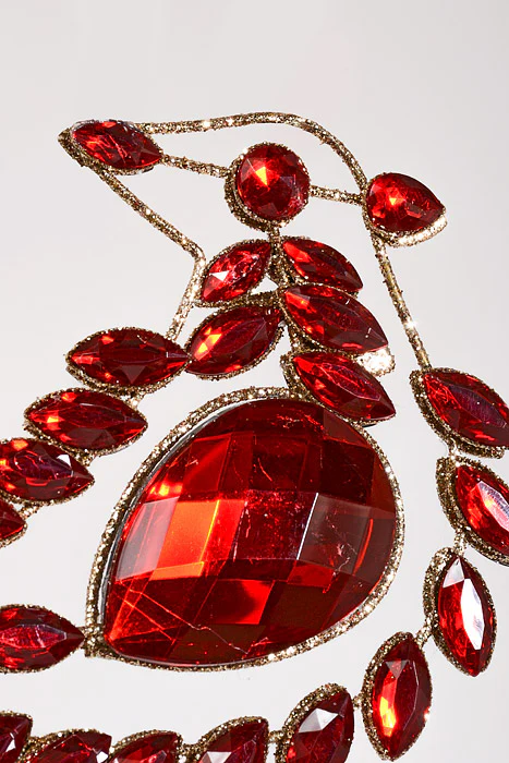 12" Glitter Wire Jeweled Cardinal Ornament Red/Gold - Image 2