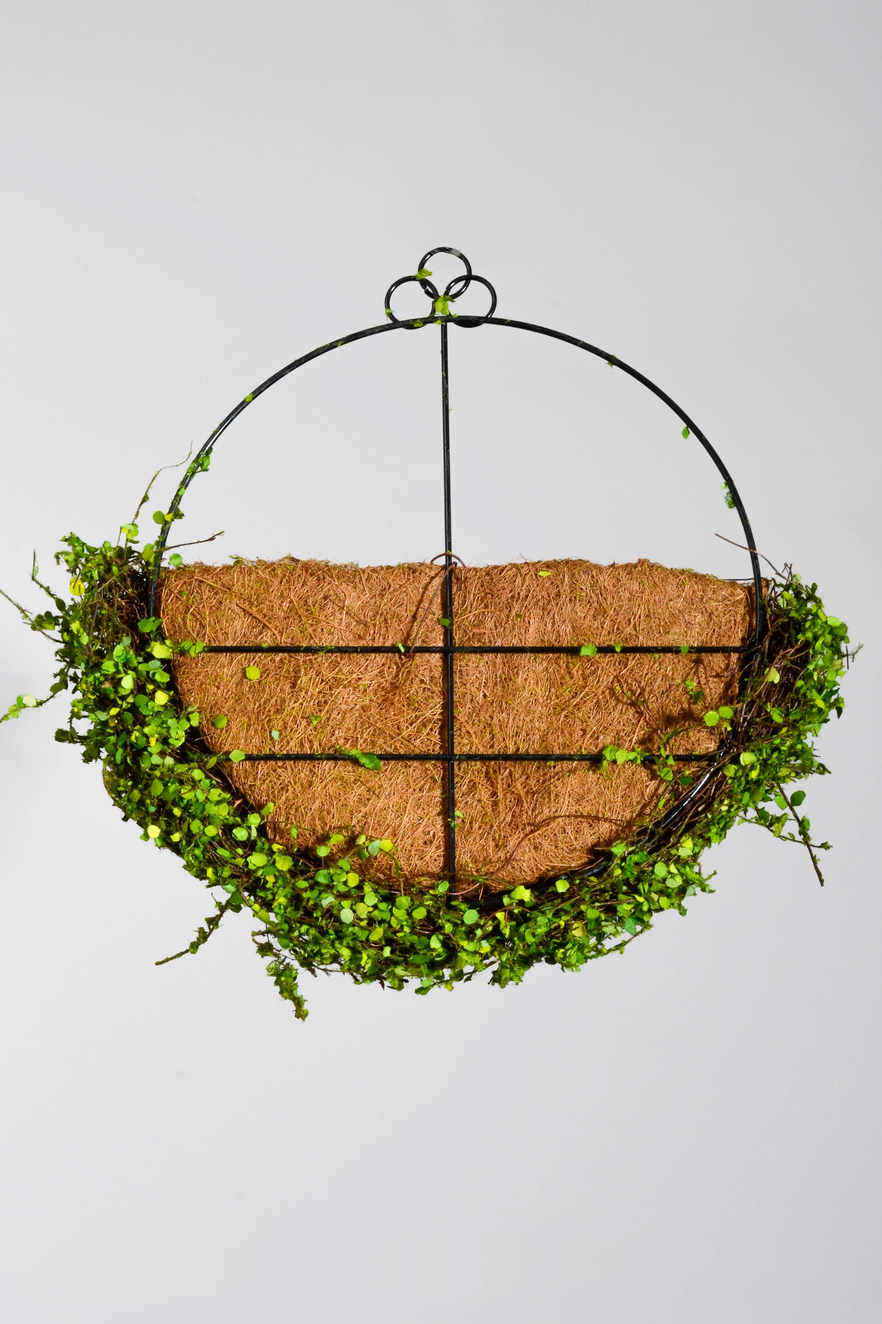 12" Metal Wall Basket W/Leaves Green - Image 3