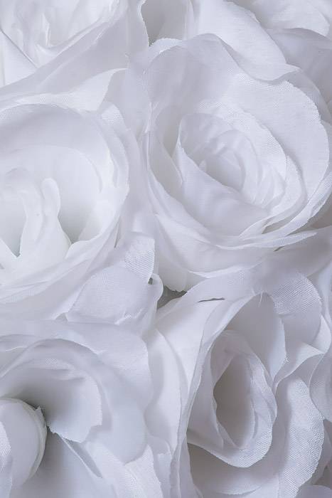 12" Rose Ball W/Ribbon White - Image 2