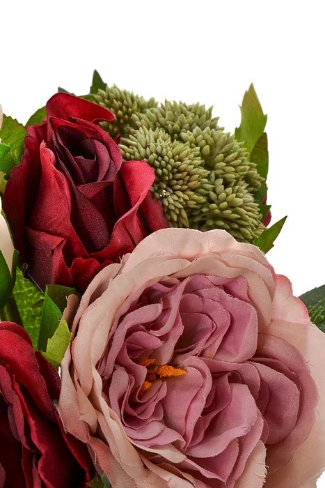 12" Silk Rose Bouquet Burgundy/Mauve - Image 2