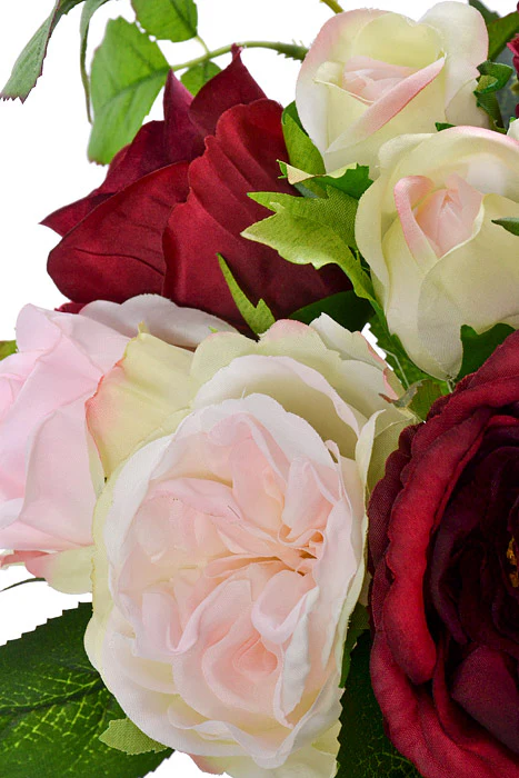 12" Silk Rose Bouquet Burgundy/Mauve - Image 3