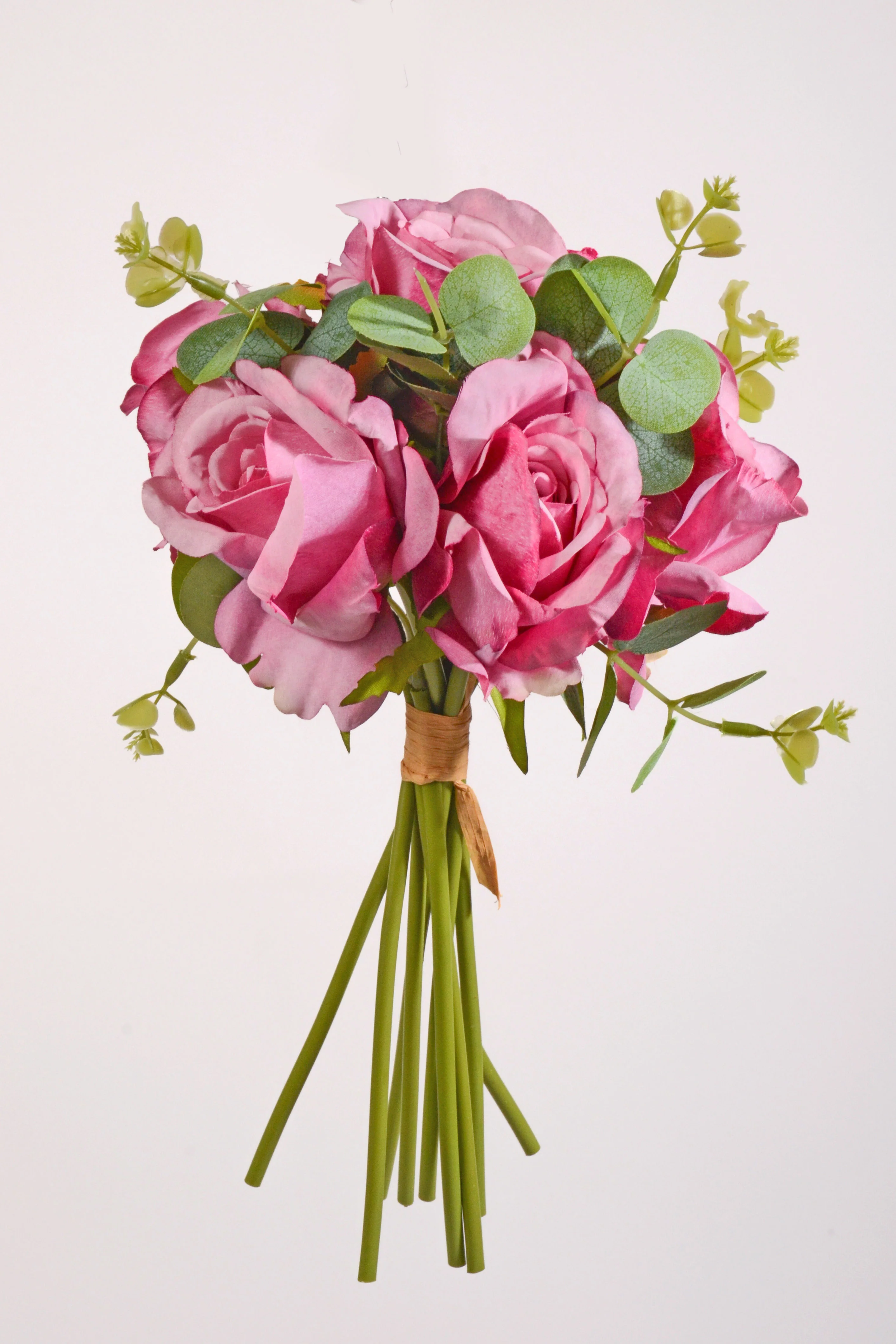12" Silk Rose Bouquet Fuschia