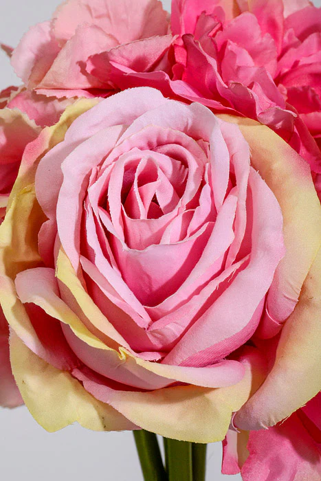 12" Silk Rose/Hydrangea/Peony Bouquet Pink - Image 2