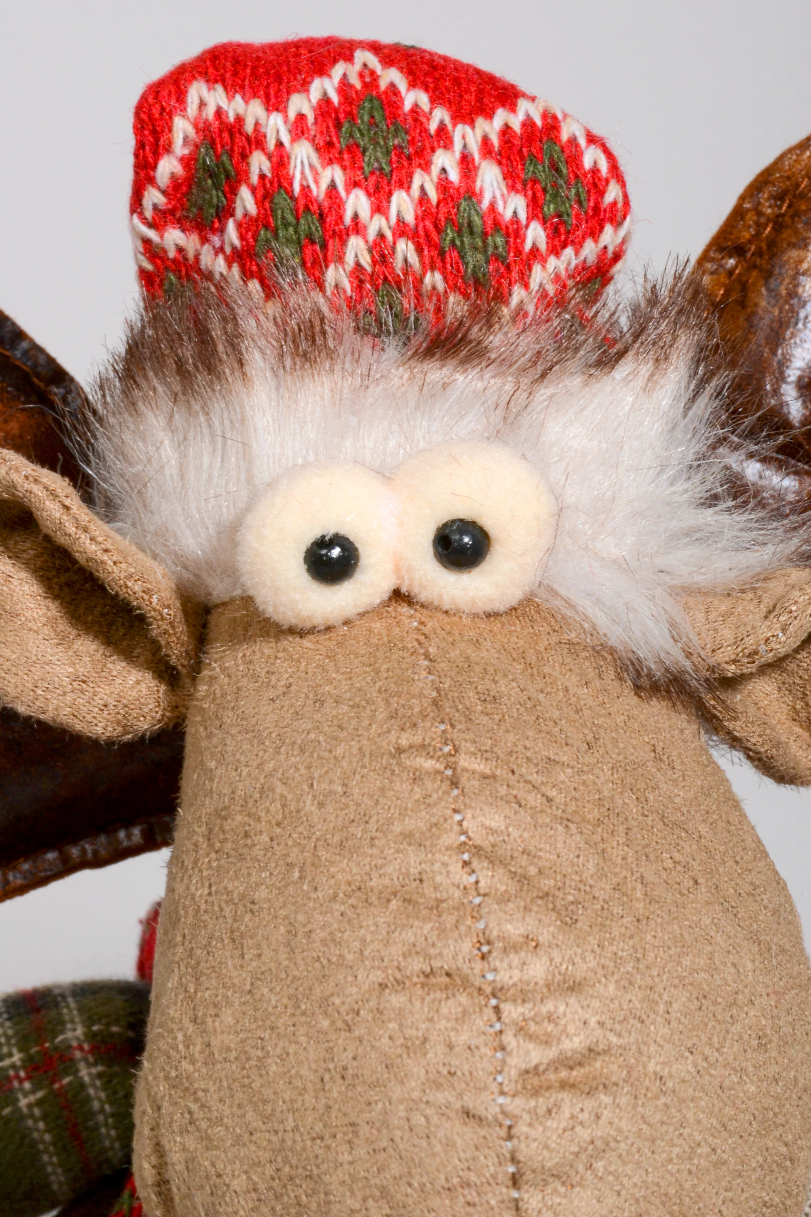 12" Sitting Stuffed Reindeer W/Scarf Light Brown - Image 2